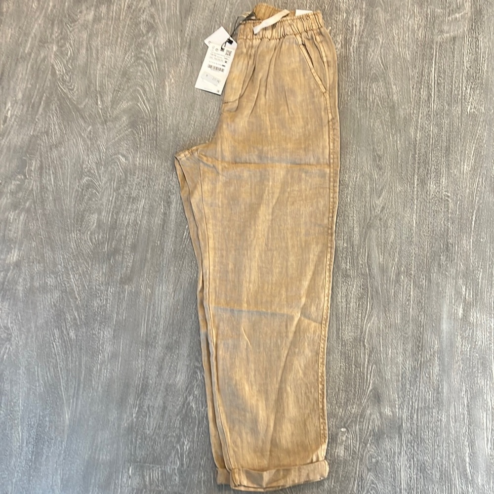 Beige linen cuffed khaki pants from Zara boys size 13-14 new with tags